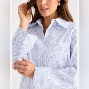 NWT Oversized Pinstripe Button Down Shirt from Commense.  Size L
